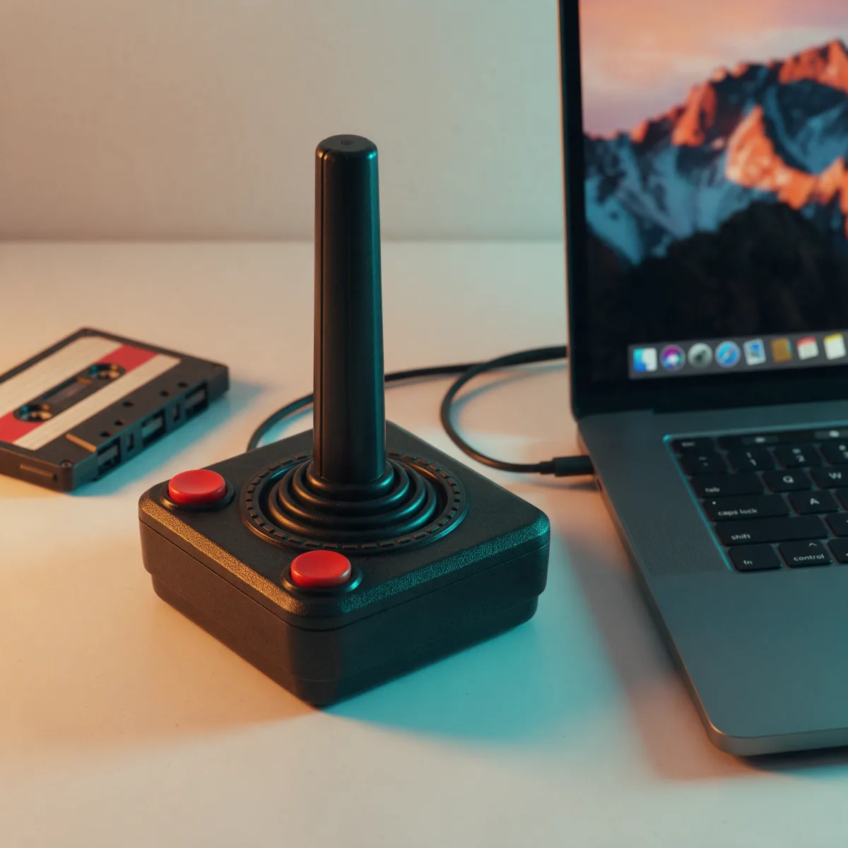 Joystick arcade clásico de palanca con botones rojos