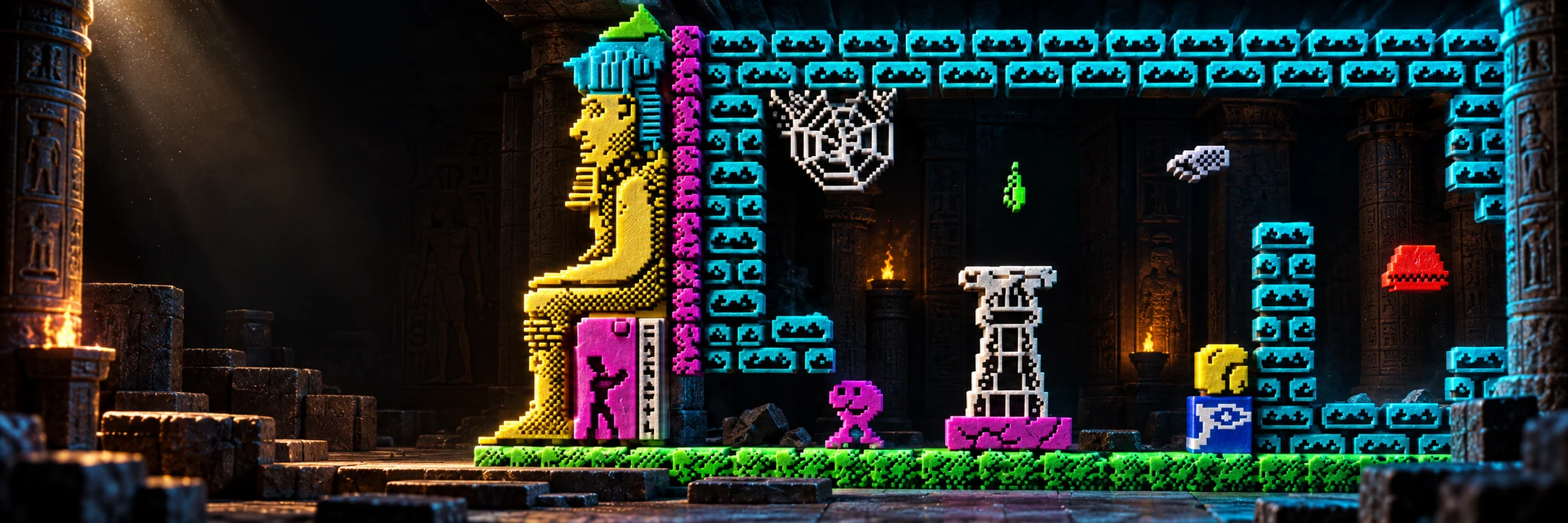 Diorama 3D inspirado en Abu Simbel Profanation para ZX Spectrum