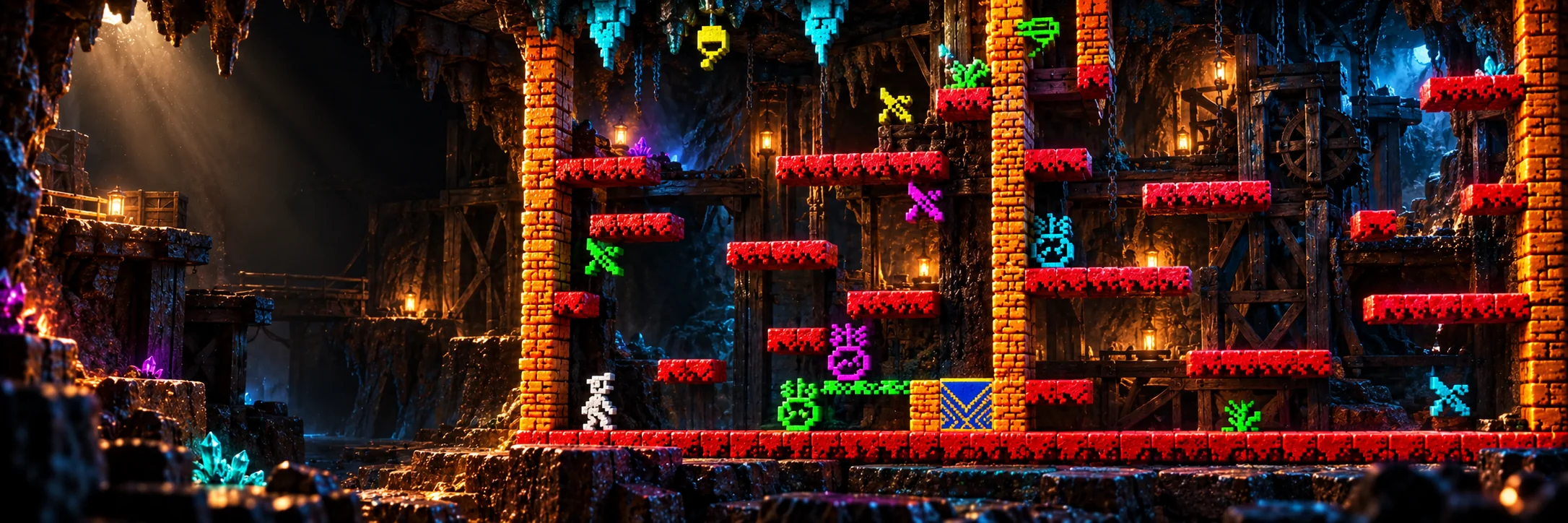 Diorama 3D inspirado en Manic Miner para ZX Spectrum