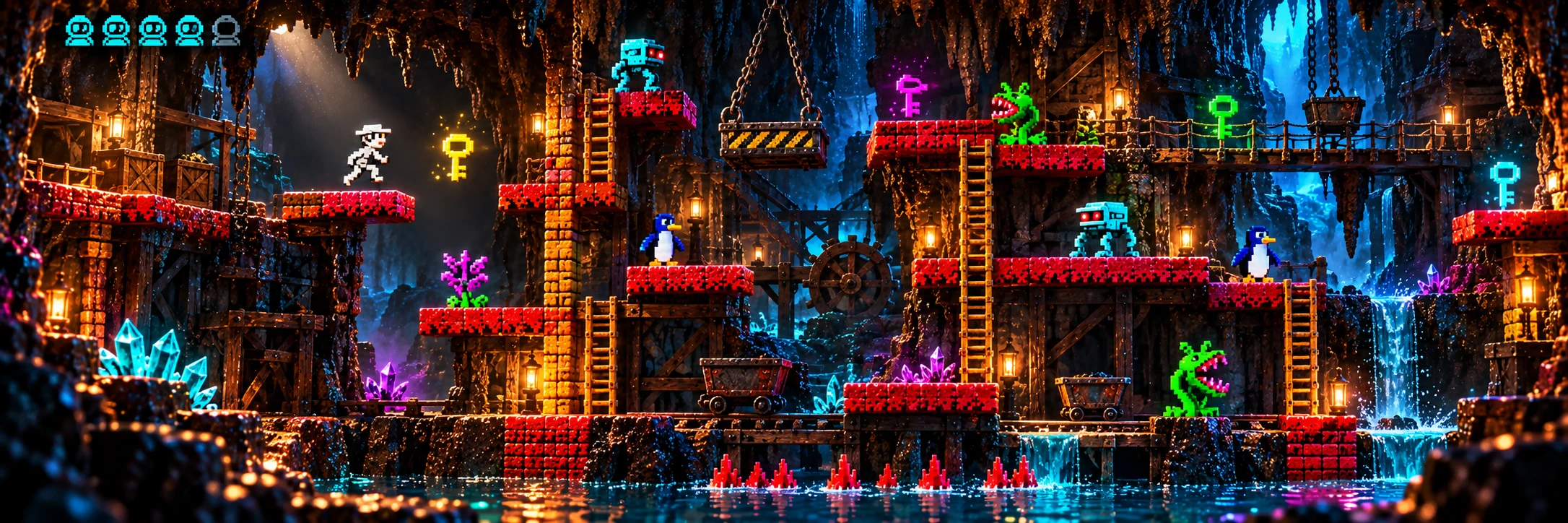 Miner Willy recorriendo las peligrosas cavernas de Manic Miner