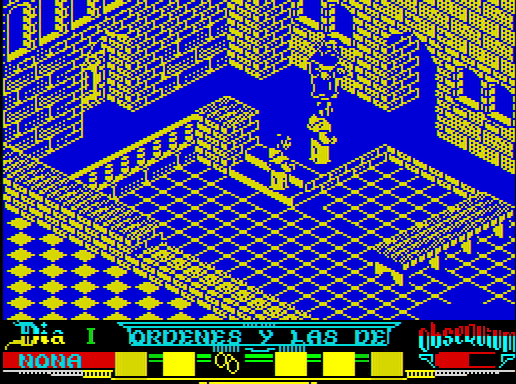 Captura del juego La Abadía del Crimen en ZX Spectrum