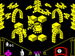 Captura del juego Knight Lore en ZX Spectrum