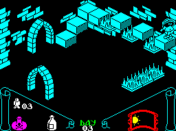 Captura del juego Knight Lore en ZX Spectrum