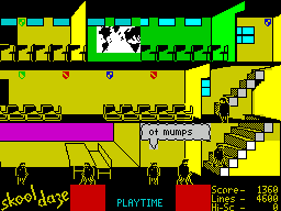 Captura del juego Skool Daze en ZX Spectrum