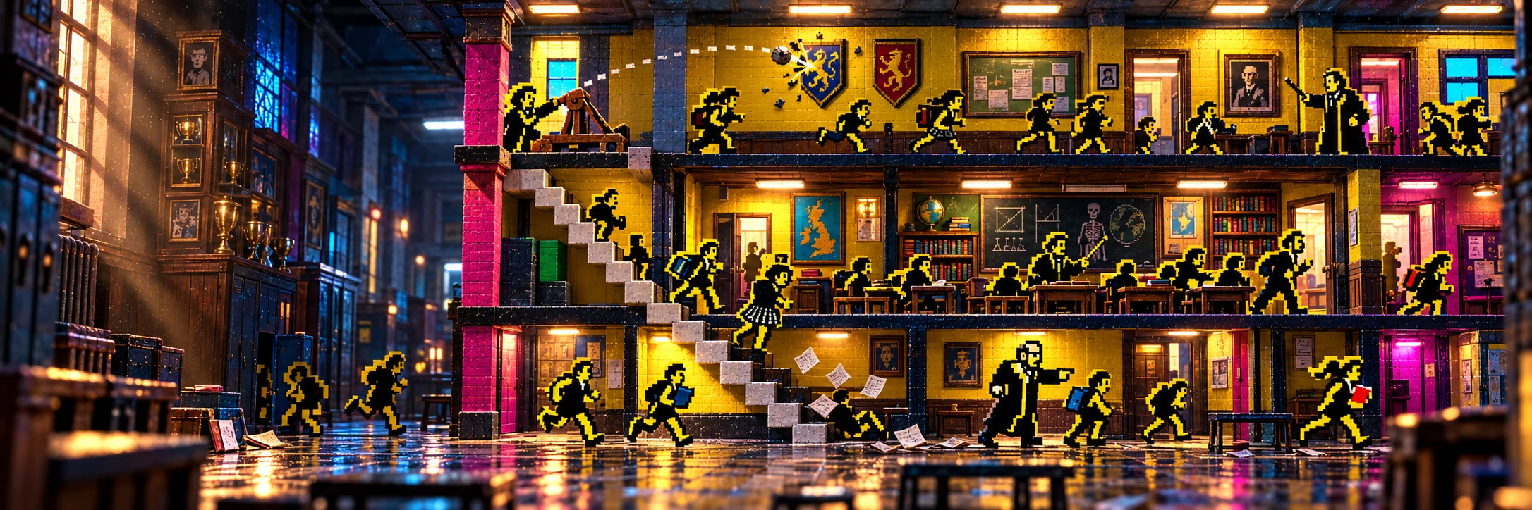 Eric sembrando el caos entre aulas y pasillos de Skool Daze